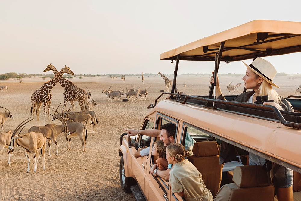 A family enjoys a safari in Abu Dhabi shot by London photographer Tom Parker.