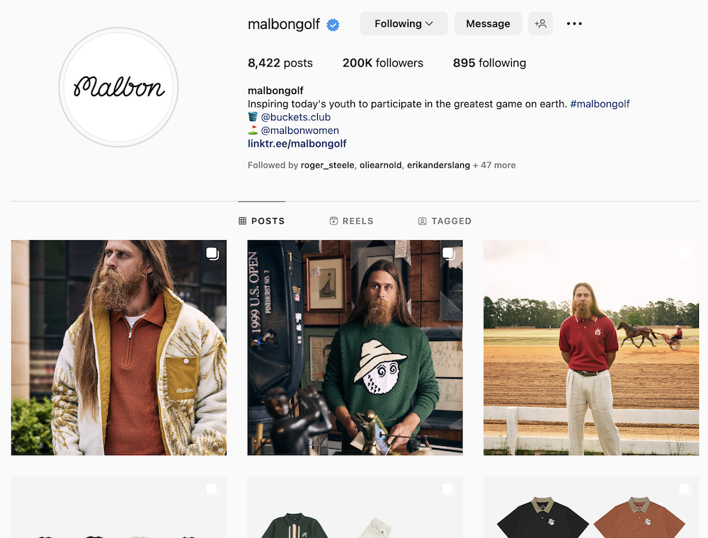 Instagram tear sheet with tiled images of varied golf apparel, by Charlotte, North Carolina-based fashion photographer Jackson Ray Petty.
