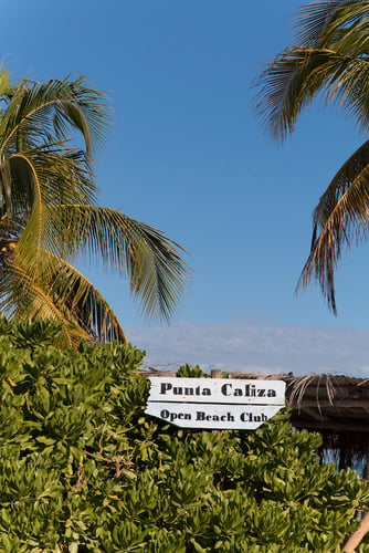 The sign for Punta Caliza beach club taken by Chicago travel photographer  Sandy Noto.