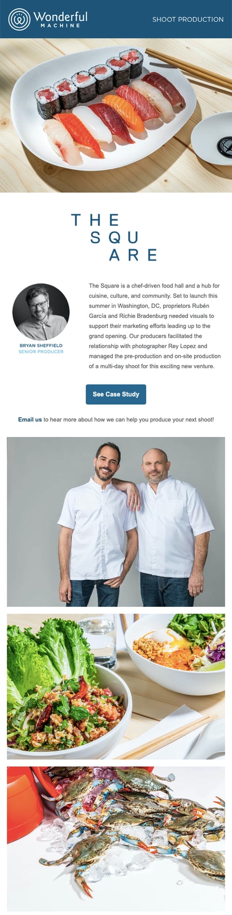 Shoot Production: The Square emailer