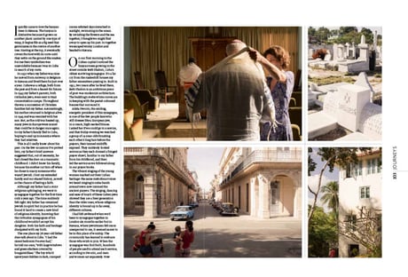 Tearsheet featuring Jordi Ruiz Cirera's social documentary photography series showing different aspects of Jewish life - a man in a synagogue, a gravestone with Hebrew writing and a star of david, etc.
