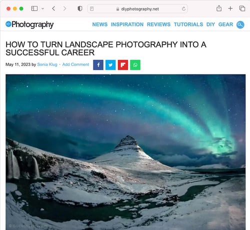 landscape photography article written by wonderful machine shown on diyphotography's website