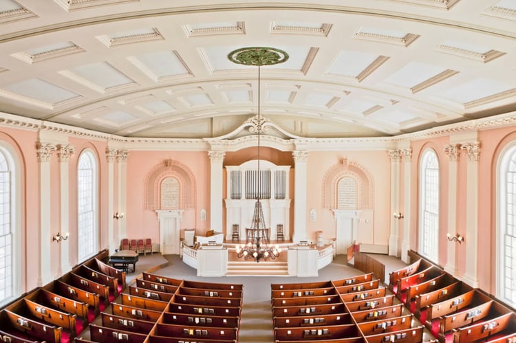 Photo by John Benford of the interior of a large church.