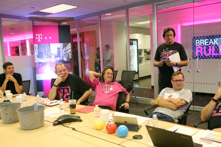 Photo by Ron Wurzer of a high energy meeting of T Mobile executives. 