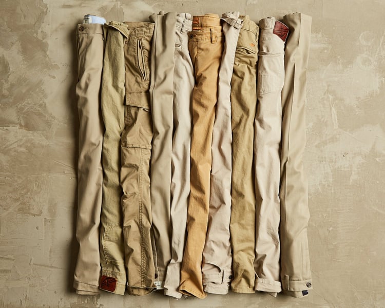 Photo by Scott Rounds of a row of khaki pants.