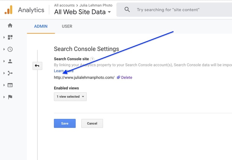 Search console settings fix for Julia's site.