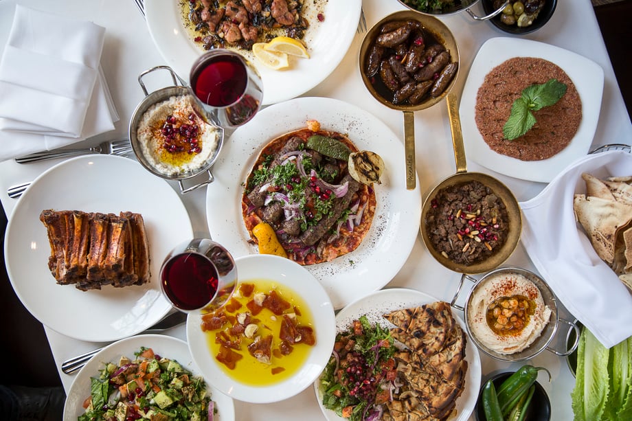 Marvin Shaouni's photo from above shows a table full of Mideastern dishes served at Phoenicia