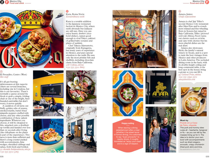 Tear sheets of the Monocle Mexico City guide photographed by Lindsay Lauckner Gundlock