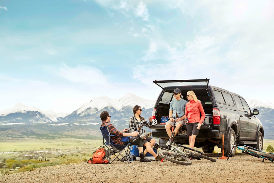 Andrew Maguire photographs bikers and hikers for a Fat Tire campaign in Colorado for New Belgium Brewing.