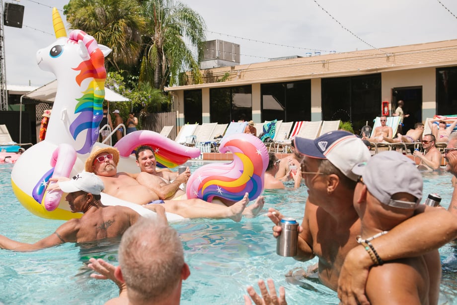 Alicia Vera photographs a pool party at Parliament House in Florida for Time Magazine.