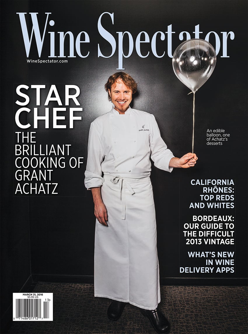 Star Chef Grant Achatz on the covor of Wine Spectator, photo by Bob Stefko