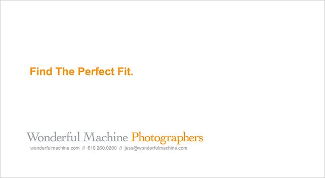 Wonderful Machine promo back-end with tagline, find the perfect fit 
