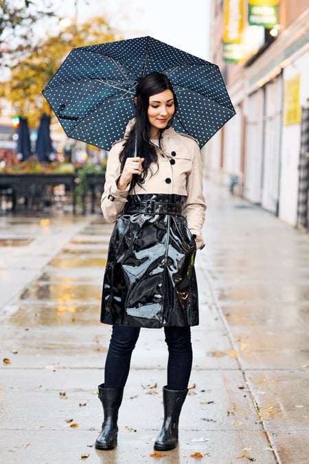 Fashion forward Elisse La Roch on a rainy day in Chicago
