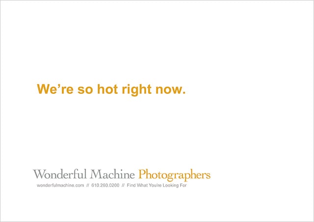 Wonderful Machine promo back-end with tagline 'we're so hot right now'
