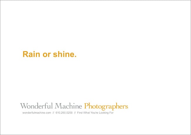 Wonderful Machine promo with tagline 'rain or shine'