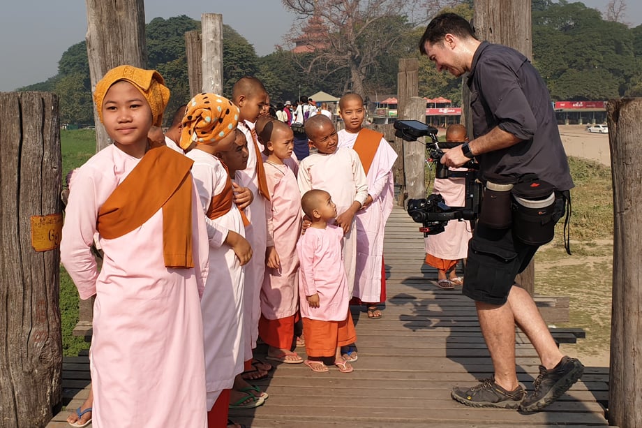 Tim Gerard Barker shares a behind the scenes shot of local residents on the U Bein Bridge