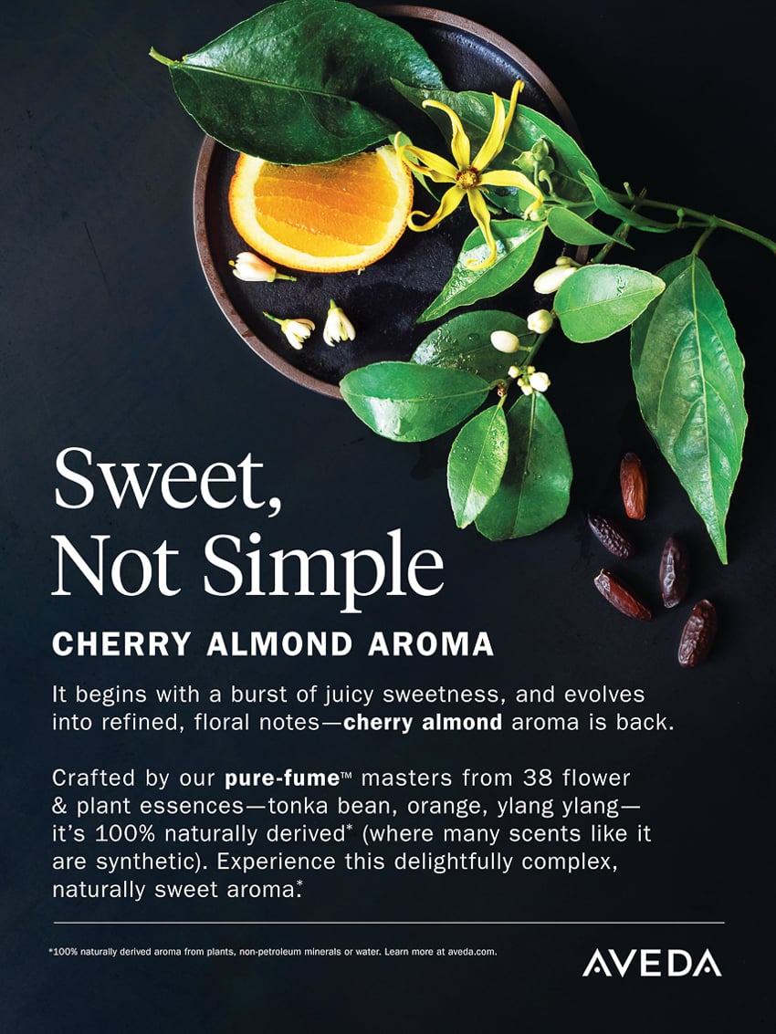 Aveda cherry almond advertisement photographed by Chad Holder