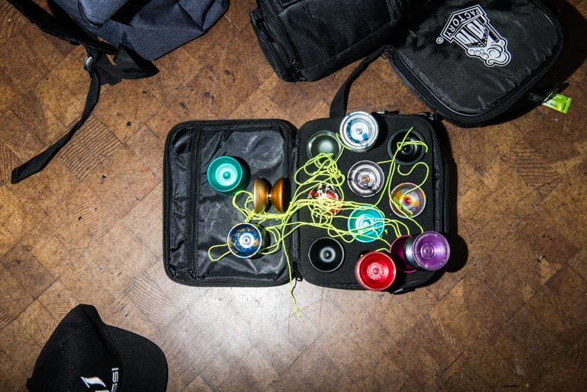 Bag of yoyos to be traded and sold, photo by Chona Kasinger