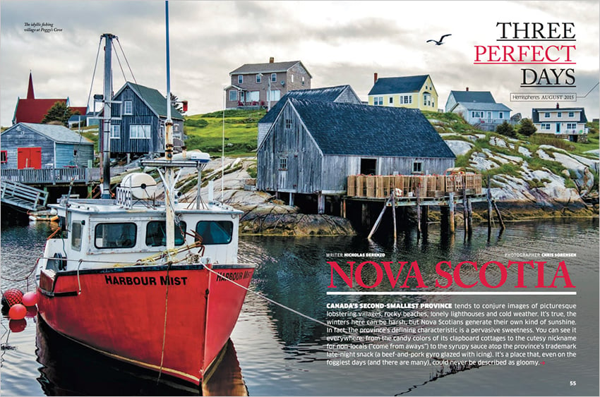 An inviting picture of a quaint harbor on the Nova Scotia coast, by Chris Sorensen
