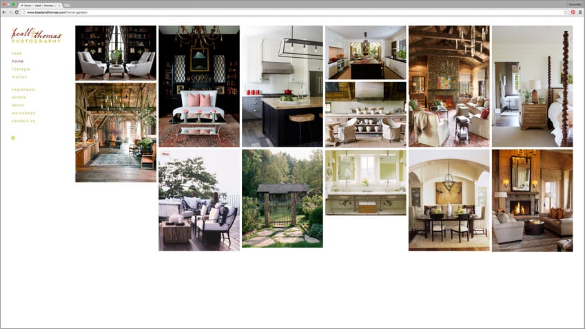 Beall + Thomas new website showing a gallery of Interior Design work.