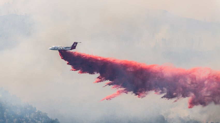 Blake Gordon's photo of An air tanker dropping a load of slurry at the edge of Basalt, CO on the Lake Christine fire 