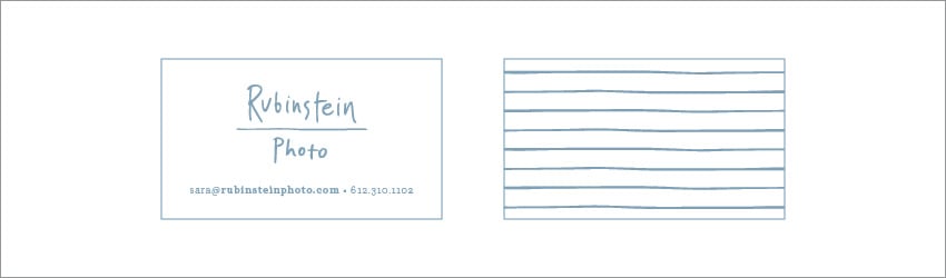 Sara Rubinstein's business cards round one.