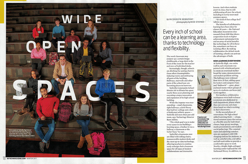 Tearsheet images of students Bob Stefko took  for EdTech Magazine. 