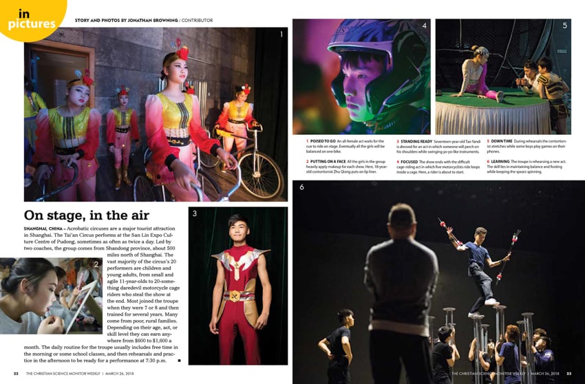 Christian Science Monitor tear featuring Jonathan Browning's Chinese Acrobats photos
