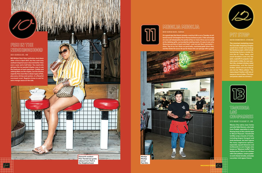 Scott Suchman photographs informal portraits at different restaurants for Washingtonian Magazine-tear sheet.