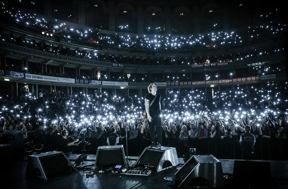 Christie's shot of Ed Sheeran performing at Royal Albert Hall. The image features in the documentary and its trailer. 