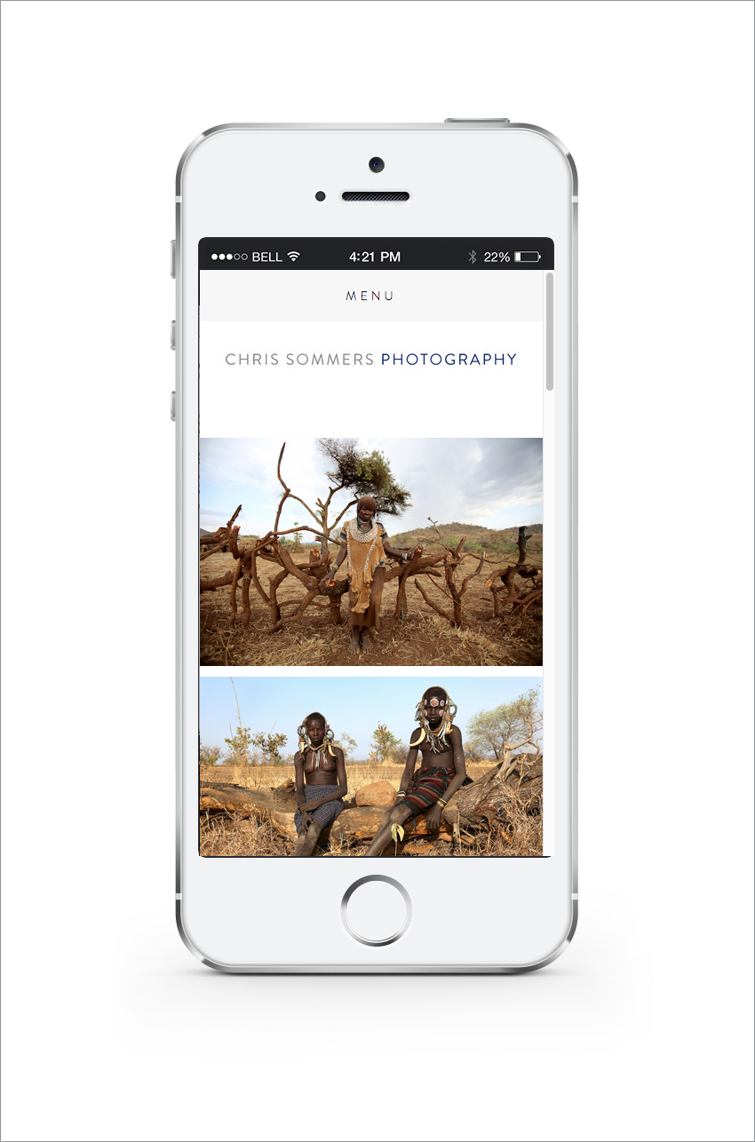 Chris Sommers' new gallery on a mobile device.