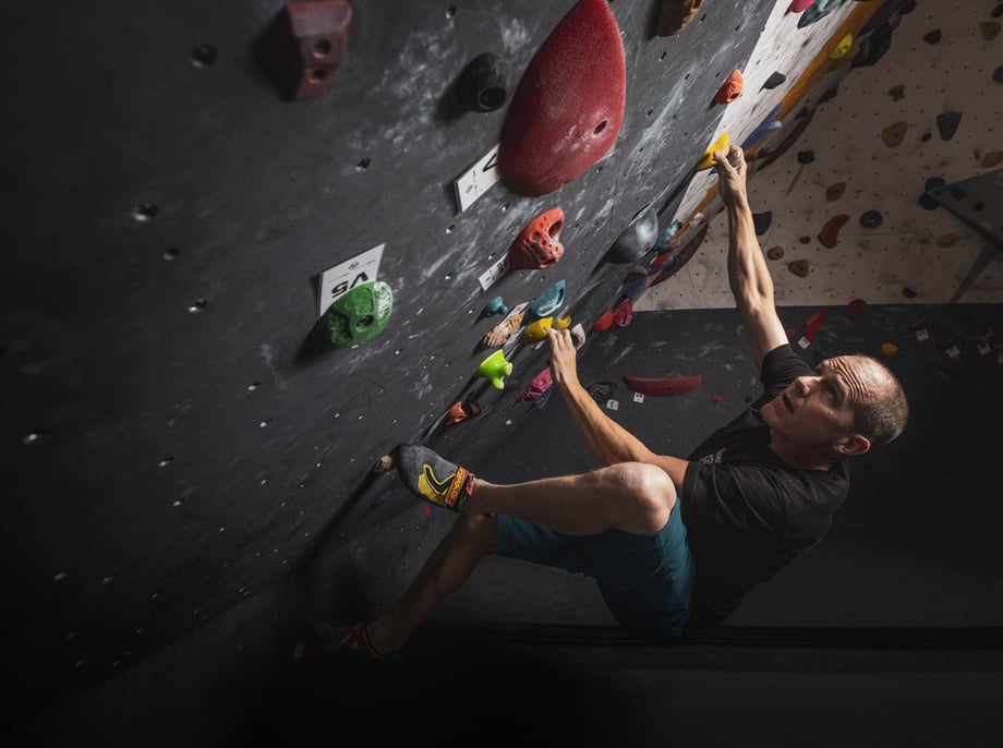 Craig Okraska photographs legendary rock climber and gym owner for the LOR Foundation