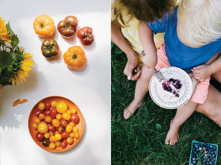Elizabeth Cecil photographs of tomatoes and children finishing a dish