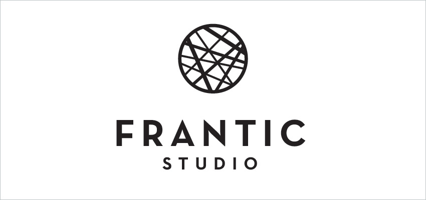 The wildcard idea for Frantic's logo, showing their name with a circular symbol above it.