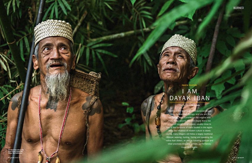 Tear sheet from Get Lost Travel Magazine featuring The Dayak Iban photographed by Mark Lehn