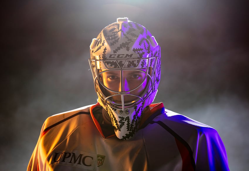Headshot of phantoms hockey player by Scott Galvin