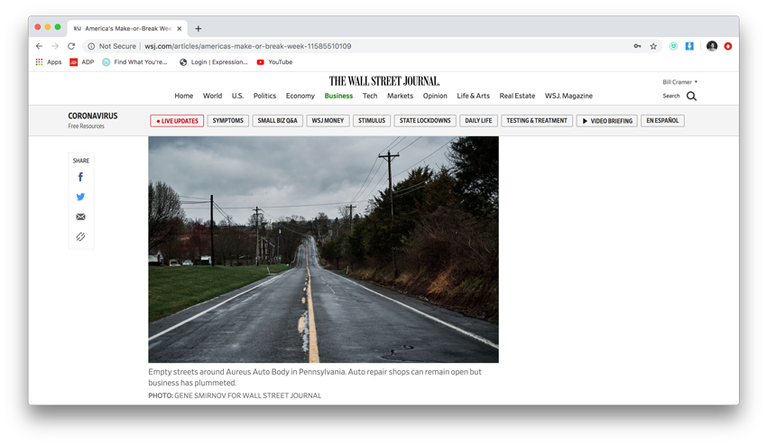 Online tear of a vacant Pennsylvania road as featured in the Wall Street Journal article.