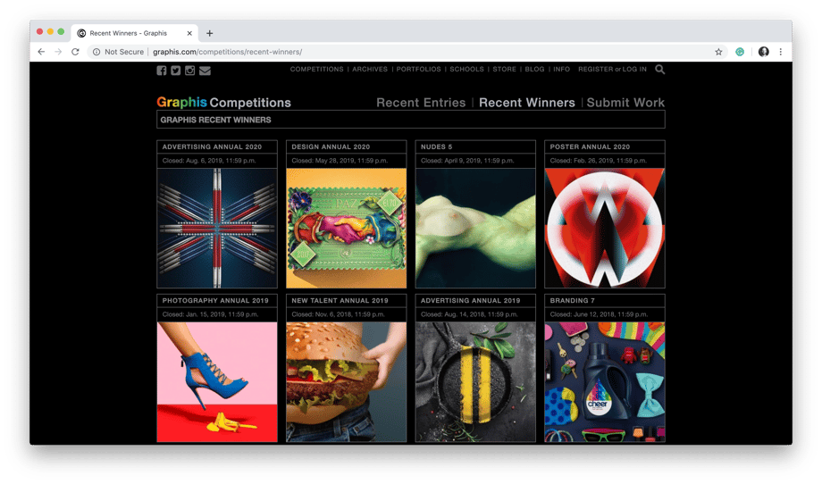 graphis competitions website screenshot