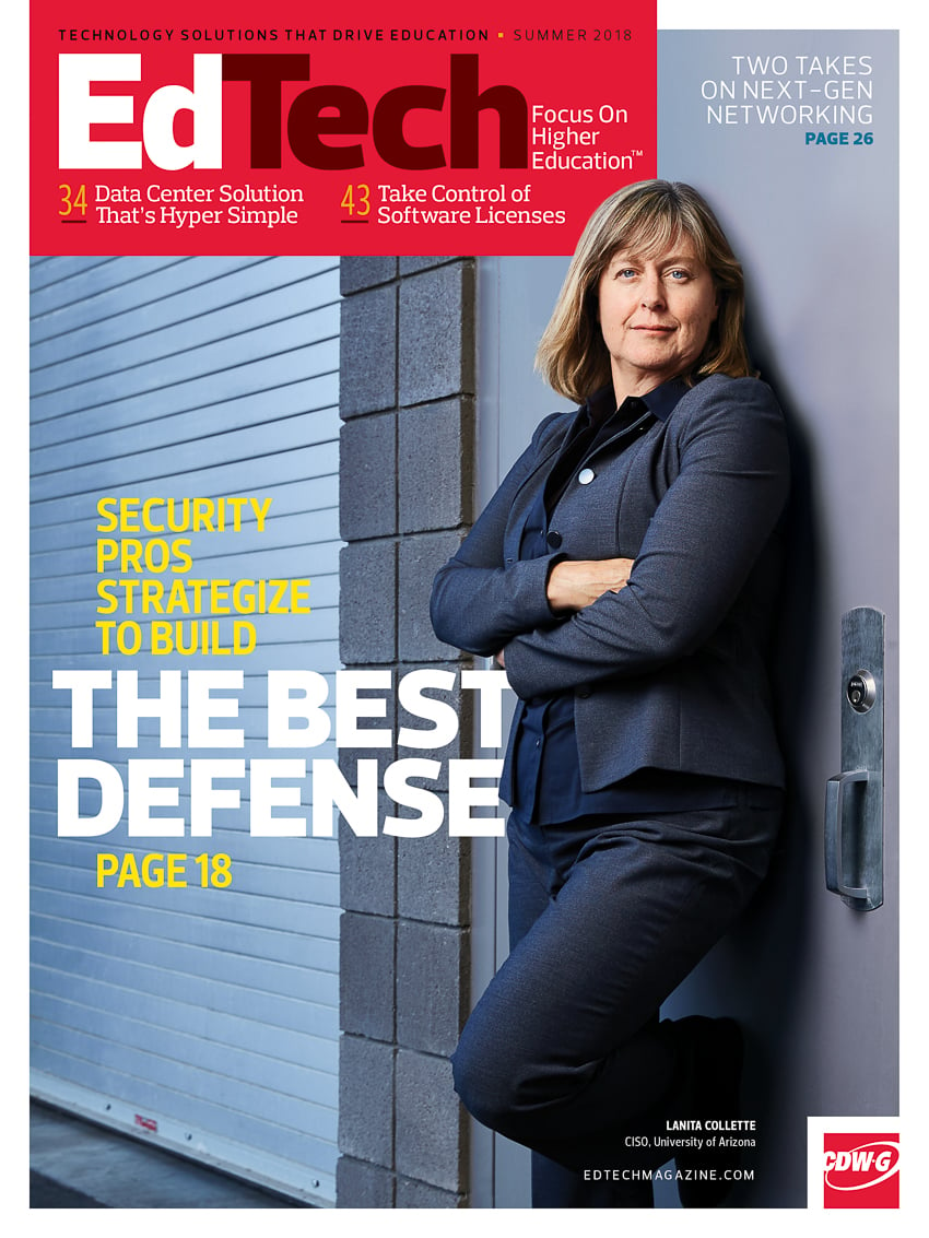 Tear sheet of the cover of EdTech magazine featuring Lanita Collette of the University of Arizona photographed by Steve Craft