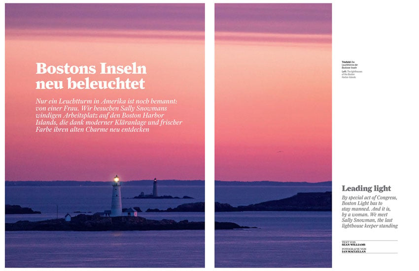 A lighthouse at sunset, shot by Ian MacLellan for AirBerlin Magazine