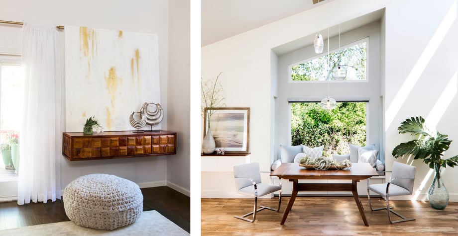 Two side by side photos by Helynn Ospina of home interiors.