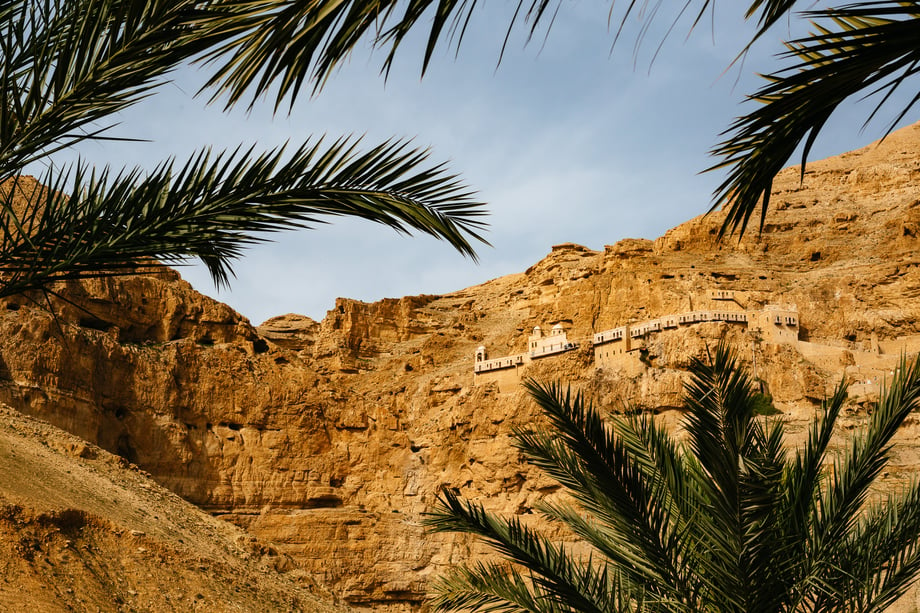 A general view of the Qarantal Monastery in the cliffside in this photo by David Vaaknan