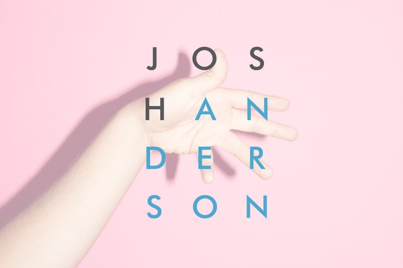 Josh Anderson's logo against the an image of a hand casting a shadow in front of a pink background