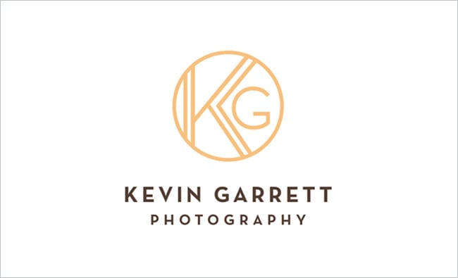Kevin Garrett logo example K and G in a circle