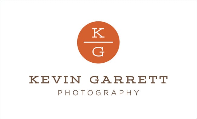 Kevin Garrett logo example with K on top of G in a circle