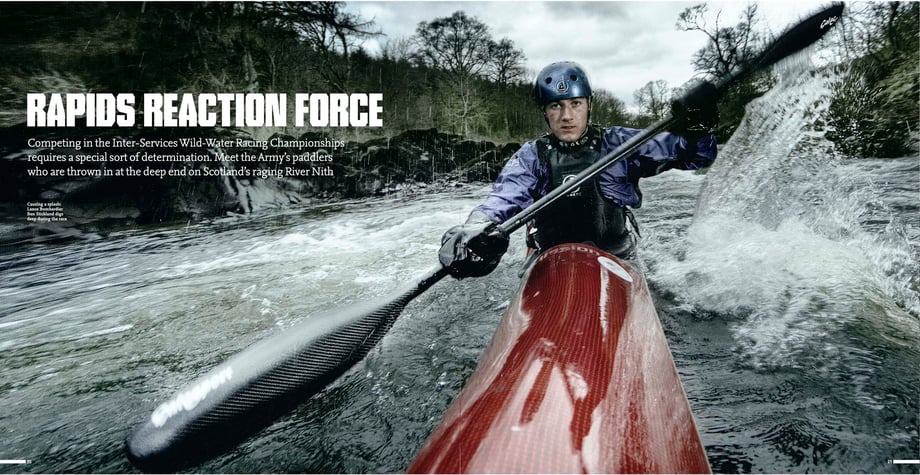 Kayaking on the River Nith for UK Army Recruitment, photograph by Duncan Kendall
