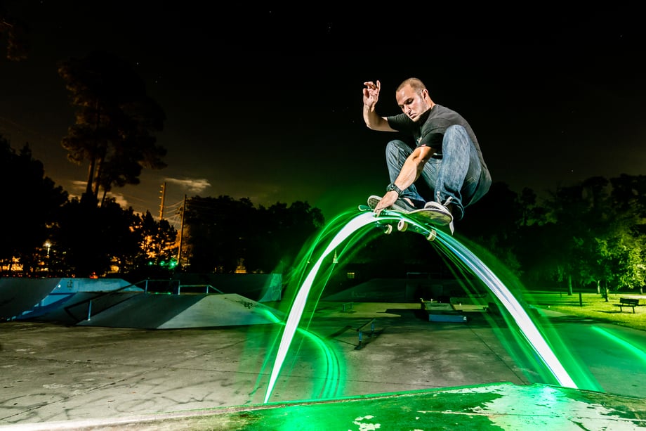 Jacksonville, Fla.-based commercial photographer Ryan Ketterman was hired by Rock My Image to shoot an assignment for Third Kind Beyond, a company that sells LED lights for skateboards.