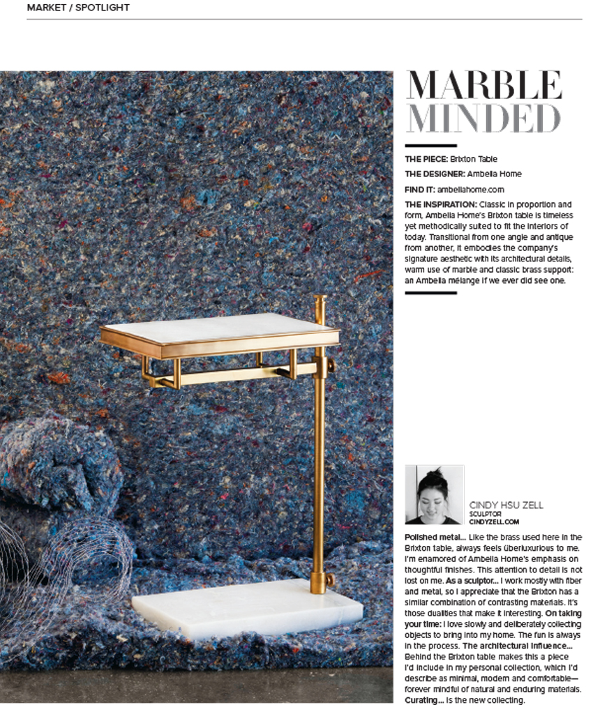 Marble table by Cindy Hsu Zell photographed by Kate Benson for Luxe Interiors Design Magazine 