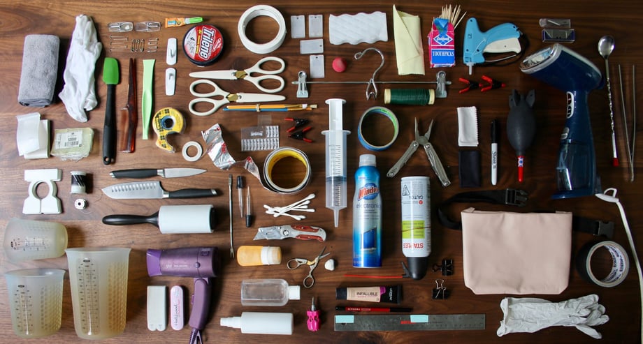 Tools that prop stylist Lizzy Williams uses for work.