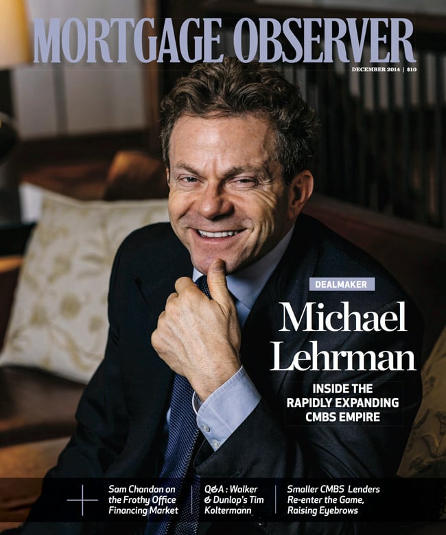 A smiling Michael Lehrman is featured on the cover of Mortgage Observer Magazine, photo by Chris Sorensen